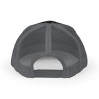 Gray mesh cap with black brim on a white background