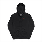 Black hoodie with gold accents on a white background