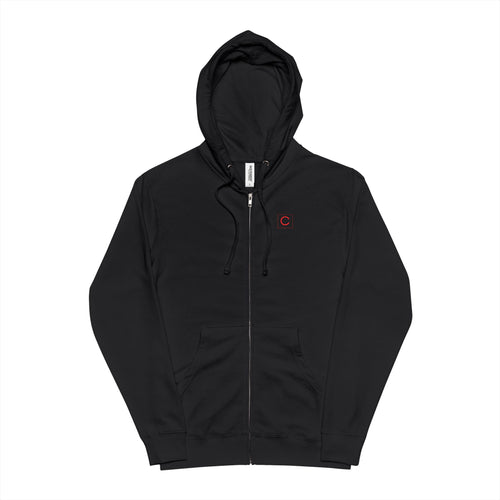Black hoodie with gold accents on a white background